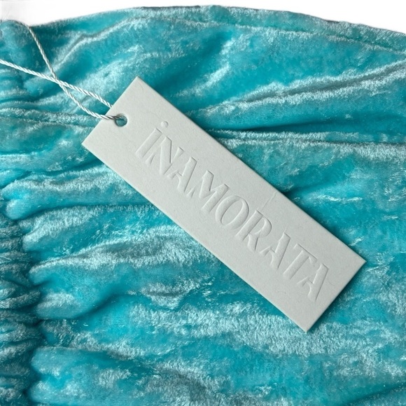 INAMORATA NEPTUNE CRUSHED VELVET FROST RUCHED HIGH WAIST BIKINI BOTTOMS - Picture 5 of 10